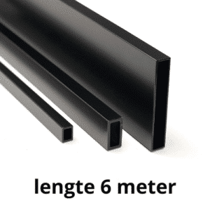 Zwart aluminium rechthoekige koker 6 meter