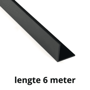 Zwart aluminium L-profielen 6 meter, hoeklat, afdeklat