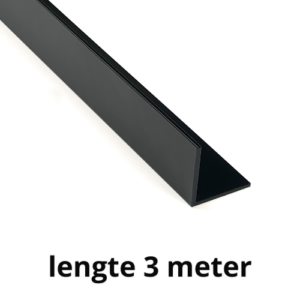 Zwart aluminium L-profiel 3 meter